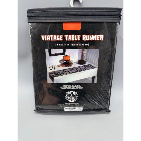 Vintage Table Runner 72" X 14" Spirit Halloween Black Lace Polyester READ - Picture 2 of 4